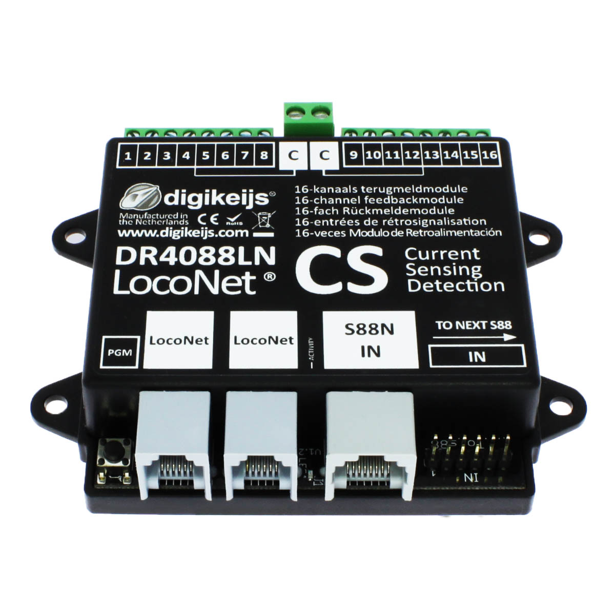 100-DR4088LN-CS_BOX - Komplettset LocoNet  Rückmeldemodul S88N mit 32 Kanälen